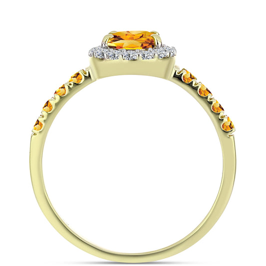 Inel din Argint 925 Placat cu Aur ( 2.1 grame ) cu Citrin Rio Golden și Topaz Alb 1.31 Carate