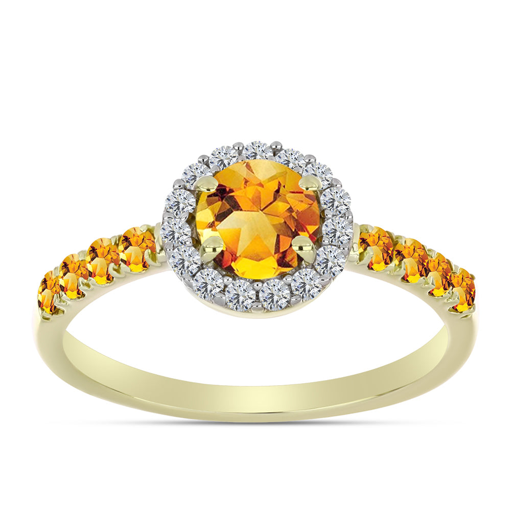 Inel din Argint 925 Placat cu Aur ( 2.1 grame ) cu Citrin Rio Golden și Topaz Alb 1.31 Carate 3 