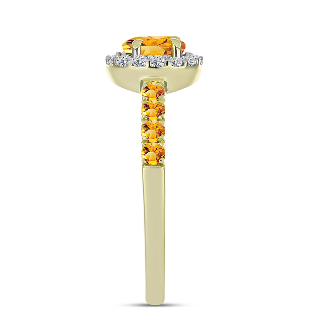 Inel din Argint 925 Placat cu Aur ( 2.1 grame ) cu Citrin Rio Golden și Topaz Alb 1.31 Carate