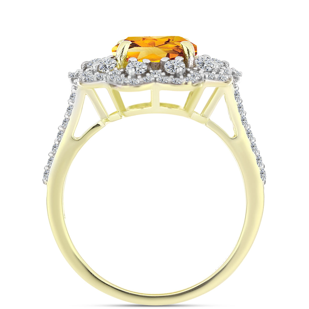 Inel din Argint 925 Placat cu Aur ( 3.37 grame ) cu Citrin Rio Golden și Topaz Alb 3.5 Carate 2 