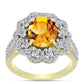 Inel din Argint 925 Placat cu Aur ( 3.37 grame ) cu Citrin Rio Golden și Topaz Alb 3.5 Carate