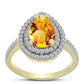 Inel din Argint 925 Placat cu Aur ( 2.72 grame ) cu Citrin Rio Golden și Topaz Alb 2.26 Carate