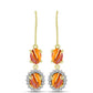 Cercei din Argint 925 Placat cu Aur ( 3.18 grame ) cu Jaspul "Lion's Paw" și Topaz Alb 3.71 Carate
