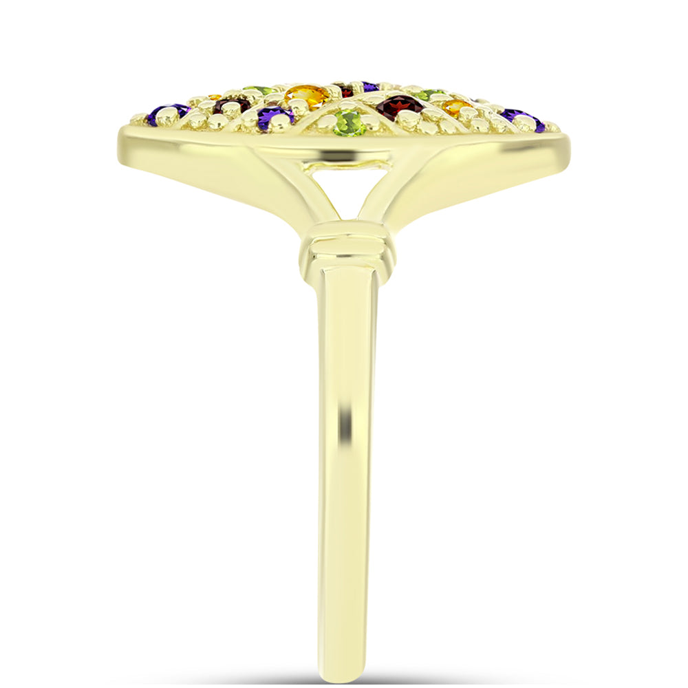 Inel din Argint 925 Placat cu Aur ( 3.68 grame ) cu Ametist Marocan și Citrin Ural 0.5 Carate 4 