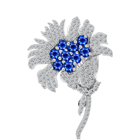 Broşă din Argint 925 ( 5.92 grame ) cu Safir Albastru Australian și Topaz Alb 2.72 Carate