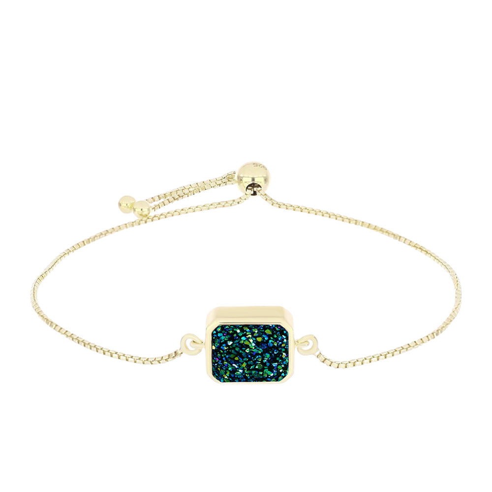 Brățară din Argint 925 Placat cu Aur ( 3.88 grame ) cu Drusy Verde 3.38 Carate 1 