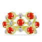 Inel din Argint 925 Placat cu Aur ( 4.43 grame ) cu Coral Roșu Burete și Topaz Alb 2.33 Carate