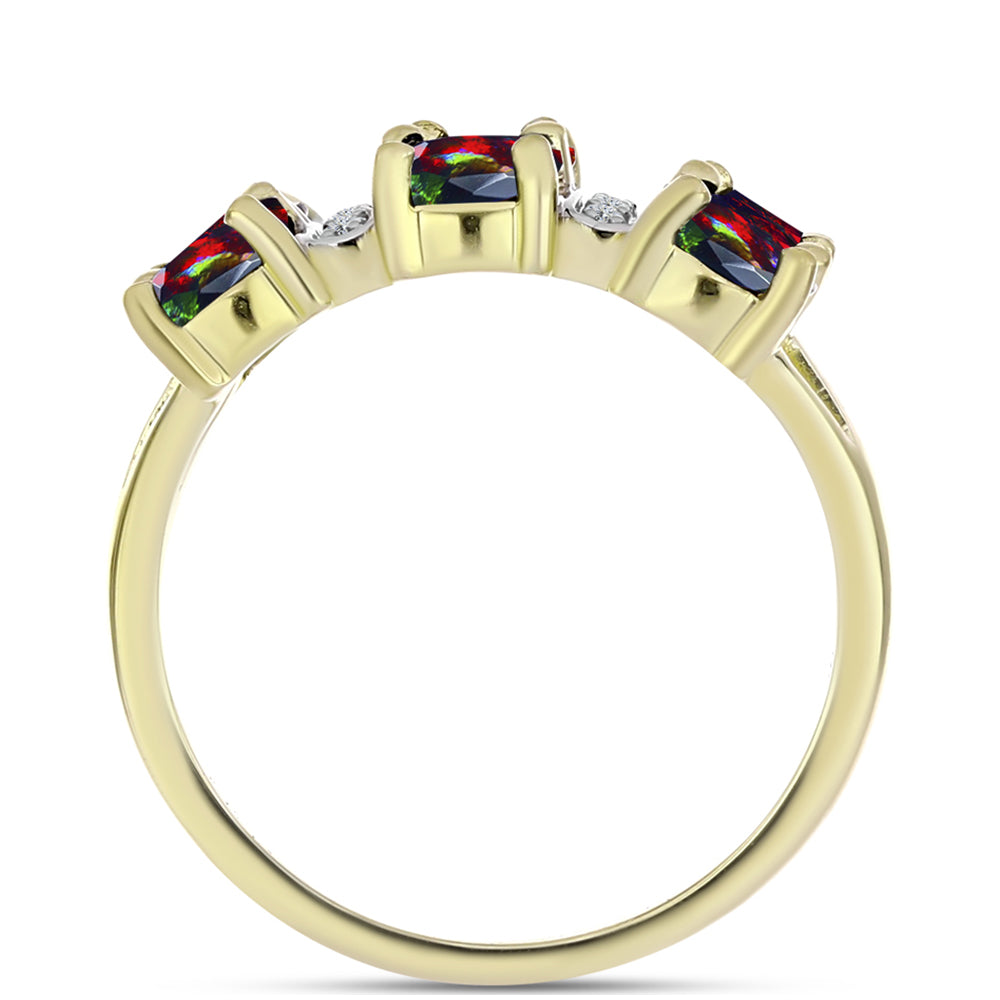Inel din Argint 925 Placat cu Aur ( 3.39 grame ) cu Opal Etiopian Negru Lega Dembi și Topaz Alb 1.81 Carate 2 