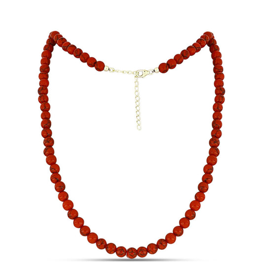 Colier din Argint 925 Placat cu Aur ( 1 grame ) cu Coral Roșu Burete 95.19 Carate