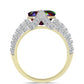 Inel din Argint 925 Placat cu Aur ( 4.39 grame ) cu Opal Etiopian Negru Lega Dembi și Topaz Alb 3.71 Carate