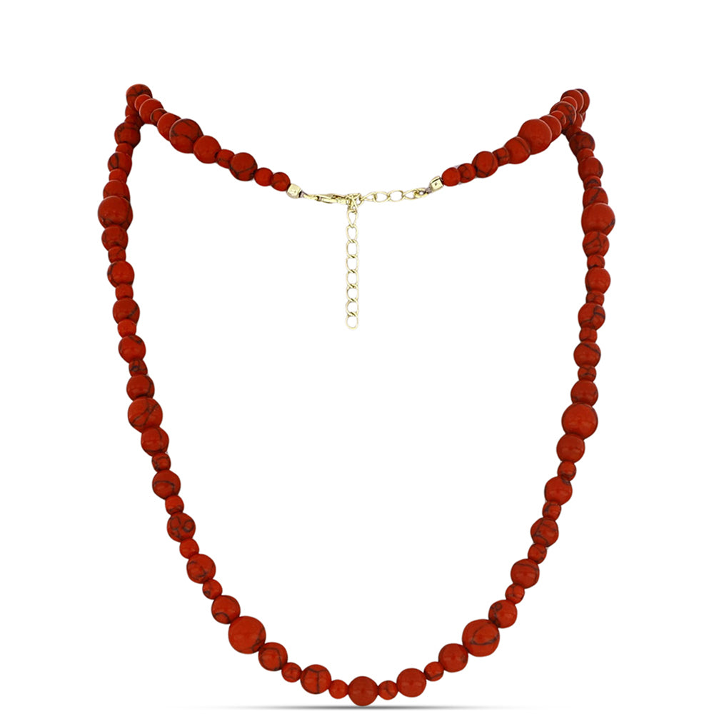 Colier din Argint 925 Placat cu Aur ( 0.99 grame ) cu Coral Roșu Burete 89.8 Carate 1 