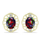 Cercei din Argint 925 Placat cu Aur ( 3.58 grame ) cu Opal Etiopian Negru Lega Dembi și Topaz Alb 2.22 Carate