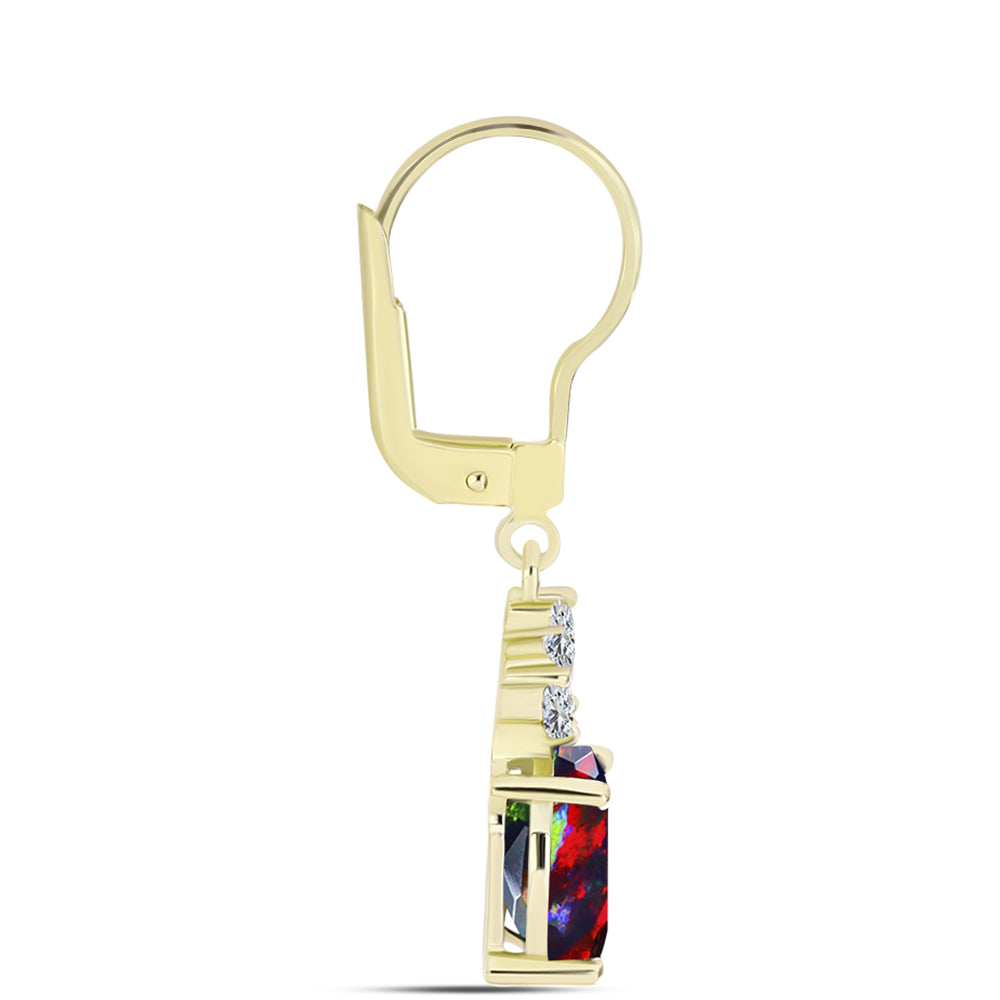 Cercei din Argint 925 Placat cu Aur ( 2.55 grame ) cu Opal Etiopian Negru Lega Dembi și Topaz Alb 2.68 Carate 2 
