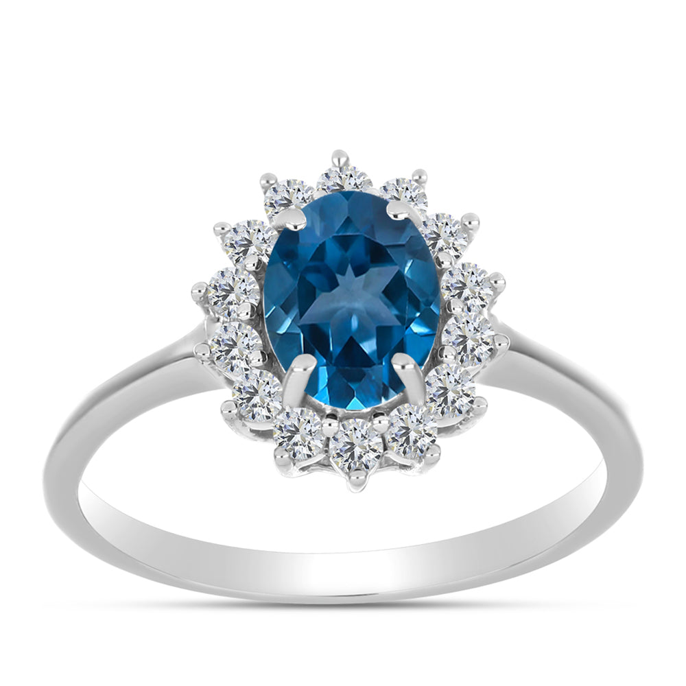 Inel din Argint 925 ( 2.71 grame ) cu Topaz Albastru ”Londra” și Topaz Alb 1.9 Carate