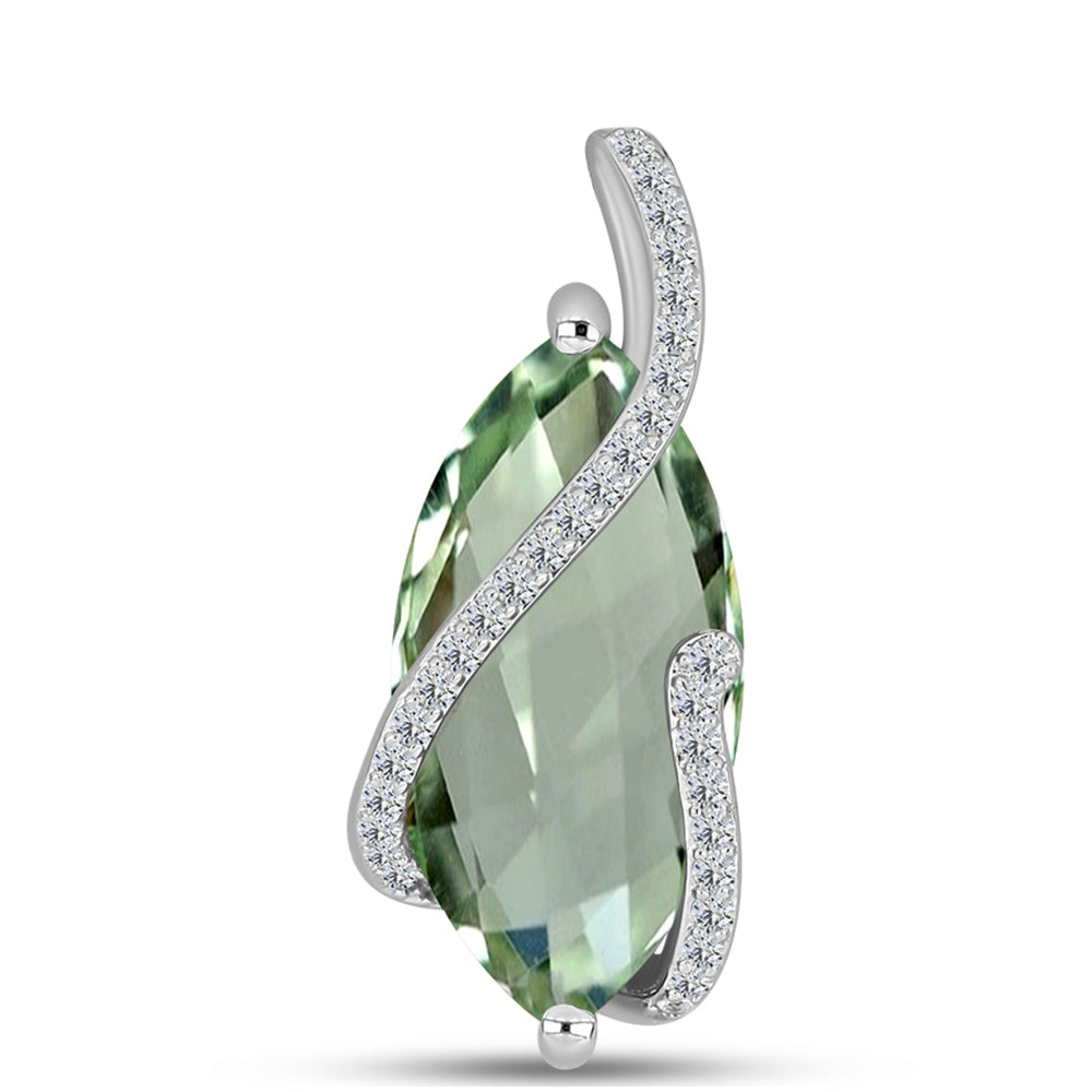 Pandantiv din Argint 925 ( 2.36 grame ) cu Ametist Verde și Topaz Alb 7.11 Carate 1 