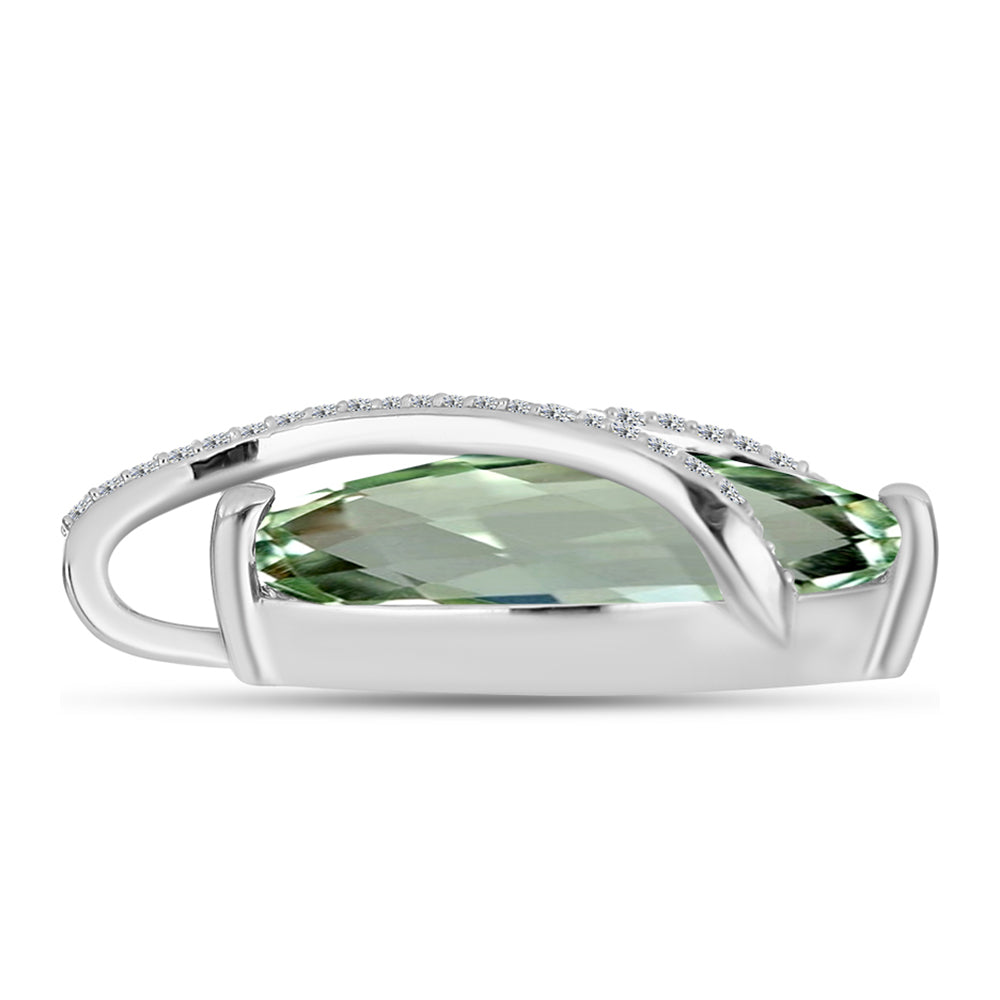 Pandantiv din Argint 925 ( 2.36 grame ) cu Ametist Verde și Topaz Alb 7.11 Carate 2 