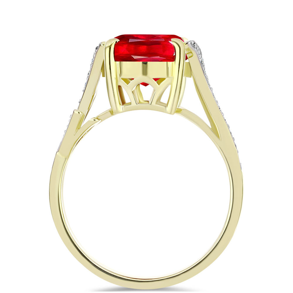 Inel din Argint 925 Placat cu Aur ( 4.25 grame ) cu Agat Roșu și Topaz Alb 6.26 Carate