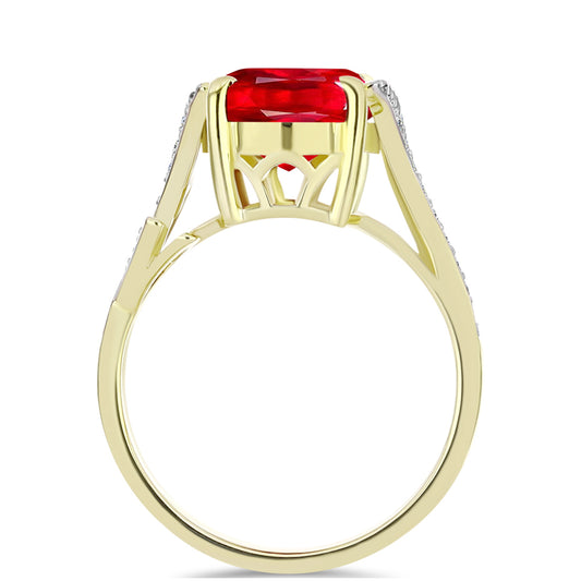 Inel din Argint 925 Placat cu Aur ( 4.25 grame ) cu Agat Roșu și Topaz Alb 6.26 Carate