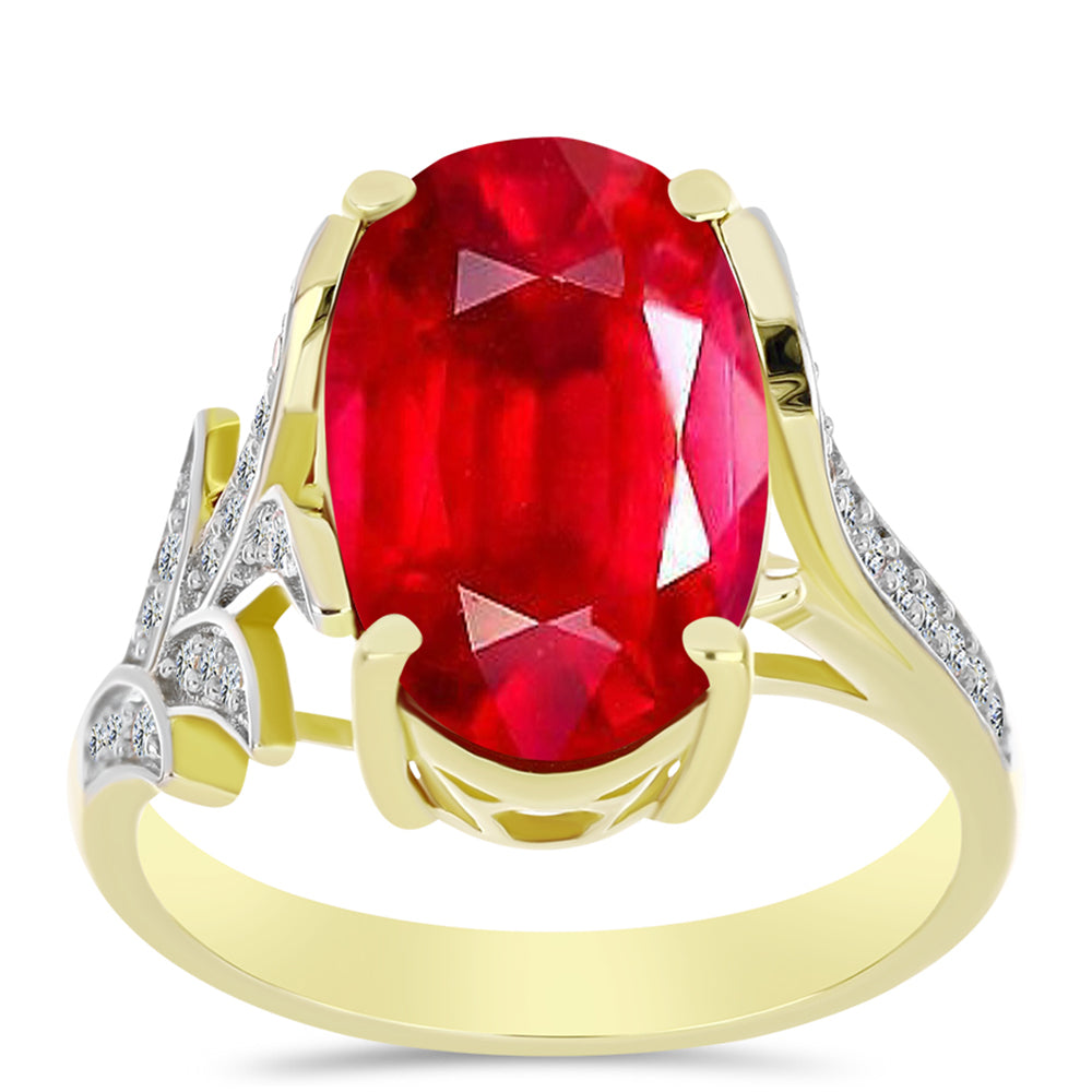Inel din Argint 925 Placat cu Aur ( 4.25 grame ) cu Agat Roșu și Topaz Alb 6.26 Carate