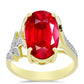 Inel din Argint 925 Placat cu Aur ( 4.25 grame ) cu Agat Roșu și Topaz Alb 6.26 Carate