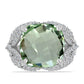 Inel din Argint 925 ( 7.75 grame ) cu Ametist Verde și Topaz Alb 10.58 Carate