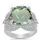 Inel din Argint 925 ( 7.75 grame ) cu Ametist Verde și Topaz Alb 10.58 Carate