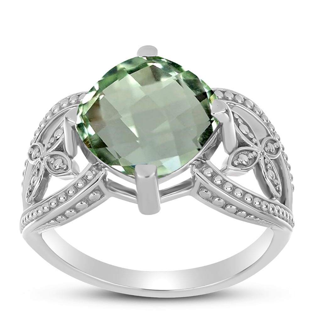 Inel din Argint 925 ( 5.28 grame ) cu Ametist Verde 5.03 Carate