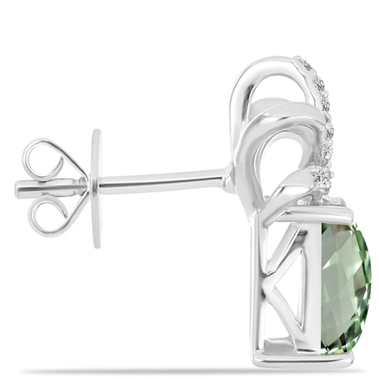 Cercei din Argint 925 ( 3.11 grame ) cu Ametist Verde și Topaz Alb 3.21 Carate