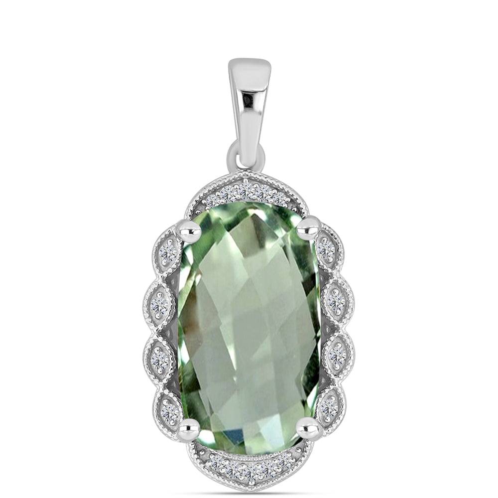 Pandantiv din Argint 925 ( 3.09 grame ) cu Ametist Verde și Topaz Alb 7.95 Carate 1 