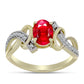 Inel din Argint 925 Placat cu Aur ( 2.95 grame ) cu Agat Roșu și Topaz Alb 1.28 Carate