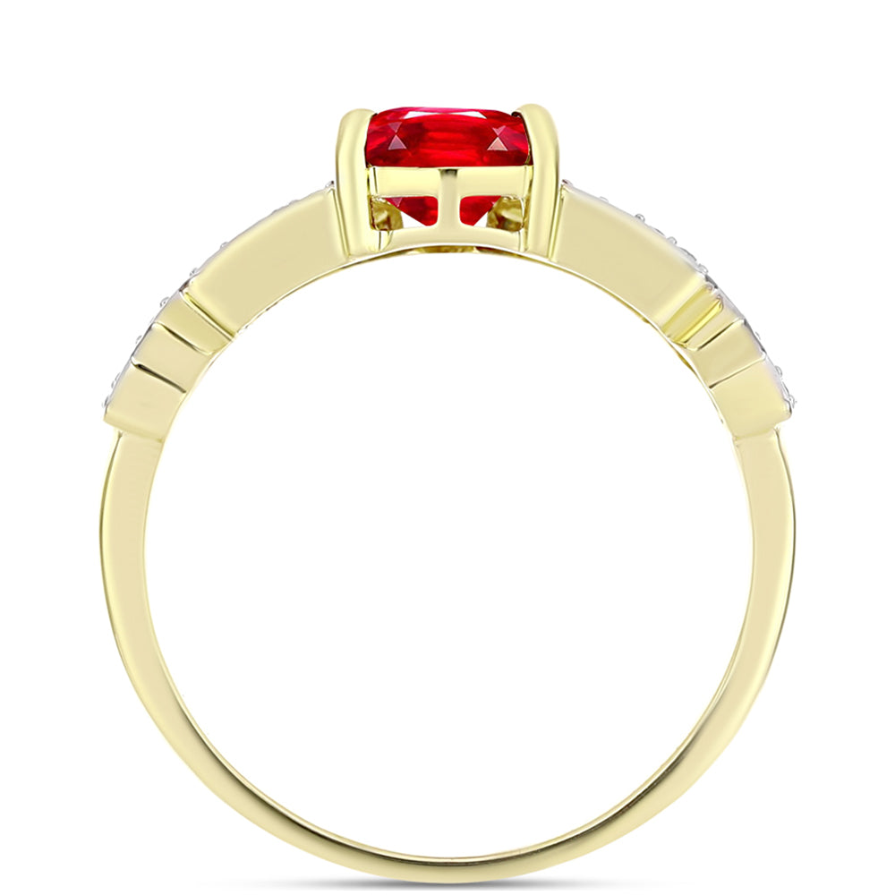 Inel din Argint 925 Placat cu Aur ( 2.59 grame ) cu Agat Roșu și Topaz Alb 1.59 Carate