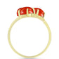 Inel din Argint 925 Placat cu Aur ( 3.54 grame ) cu Coral Roșu Burete și Topaz Alb 3.89 Carate