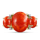Inel din Argint 925 Placat cu Aur ( 3.13 grame ) cu Coral Roșu Burete și Topaz Alb 4.98 Carate