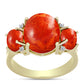 Inel din Argint 925 Placat cu Aur ( 3.13 grame ) cu Coral Roșu Burete și Topaz Alb 4.98 Carate