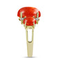 Inel din Argint 925 Placat cu Aur ( 3.13 grame ) cu Coral Roșu Burete și Topaz Alb 4.98 Carate