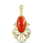 Pandantiv din Argint 925 Placat cu Aur ( 2.75 grame ) cu Coral Roșu Burete 4 Carate