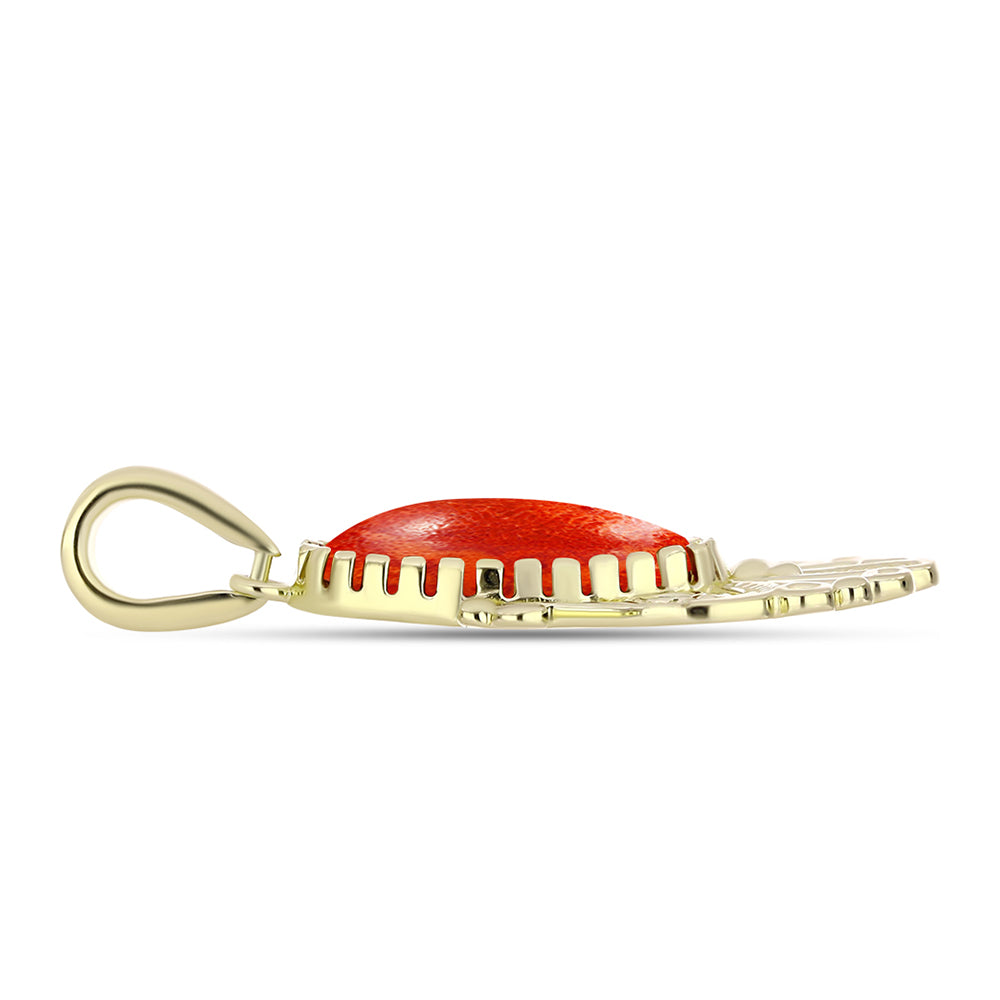 Pandantiv din Argint 925 Placat cu Aur ( 2.75 grame ) cu Coral Roșu Burete 4 Carate 2 
