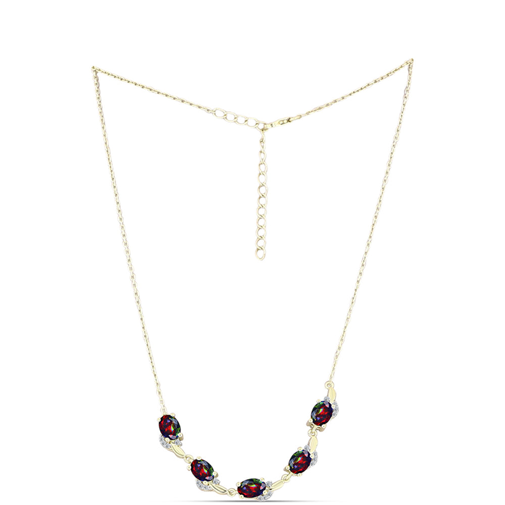 Colier din Argint 925 Placat cu Aur ( 5.97 grame ) cu Opal Etiopian Negru Lega Dembi și Topaz Alb 2.56 Carate 1 