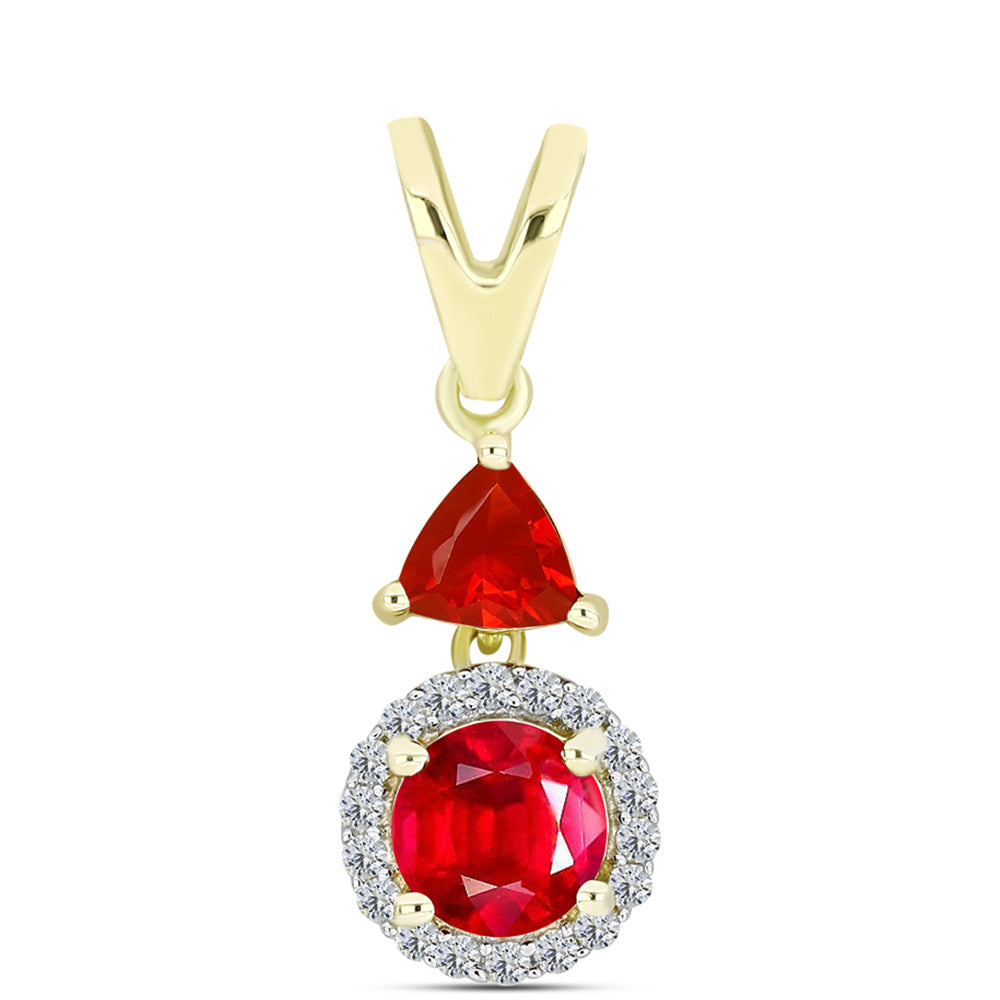 Pandantiv din Argint 925 Placat cu Aur ( 1.2 grame ) cu Agat Roșu și Topaz Alb 1.29 Carate