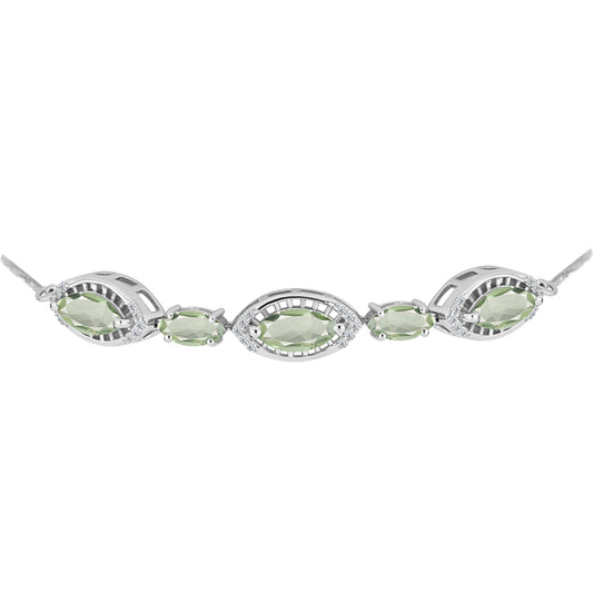 Brățară din Argint 925 ( 6.61 grame ) cu Ametist Verde și Topaz Alb 4.37 Carate