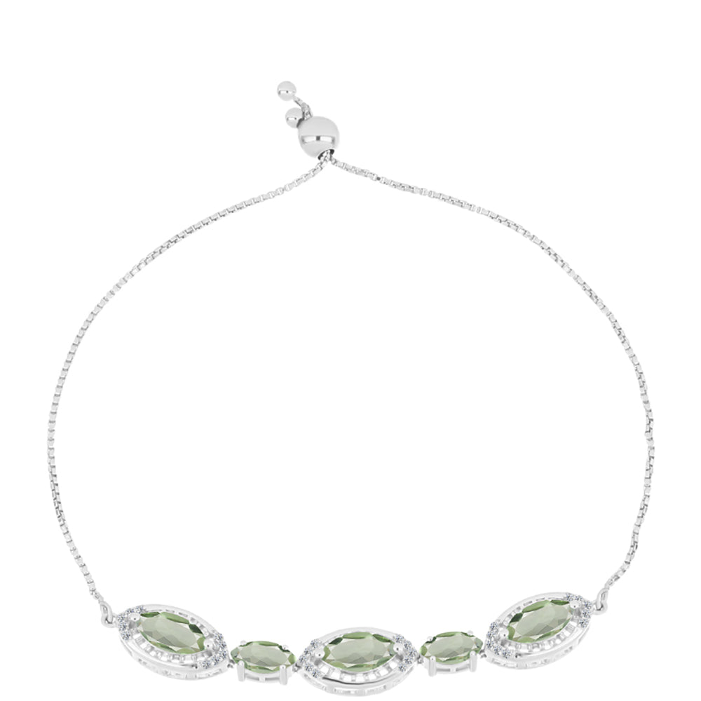 Brățară din Argint 925 ( 6.61 grame ) cu Ametist Verde și Topaz Alb 4.37 Carate 1 