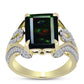 Inel din Argint 925 Placat cu Aur ( 4.91 grame ) cu Opal Etiopian Negru Lega Dembi și Topaz Alb 4.1 Carate