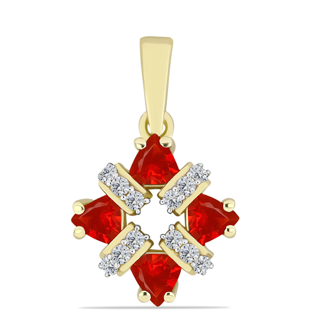 Pandantiv din Argint 925 Placat cu Aur ( 1.82 grame ) cu Agat Roșu și Topaz Alb 0.9 Carate