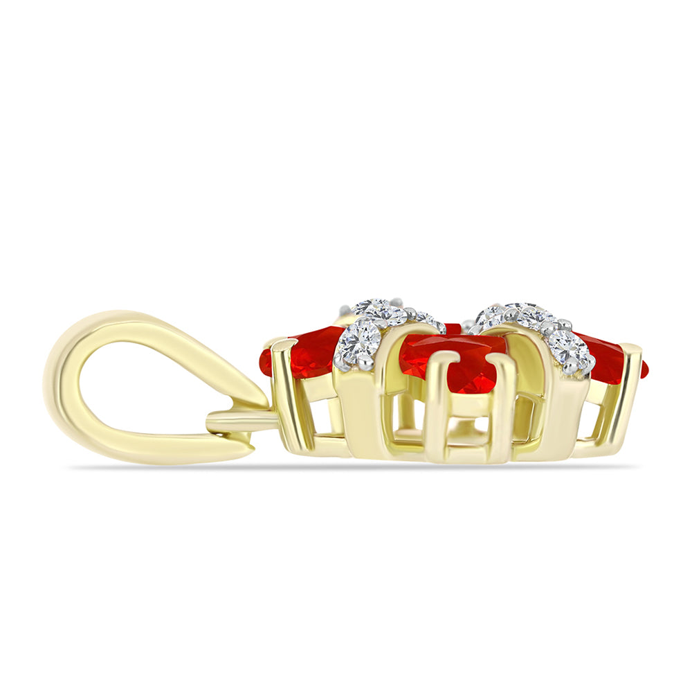 Pandantiv din Argint 925 Placat cu Aur ( 1.82 grame ) cu Agat Roșu și Topaz Alb 0.9 Carate 2 
