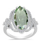 Inel din Argint 925 ( 4.17 grame ) cu Ametist Verde și Topaz Alb 5.84 Carate