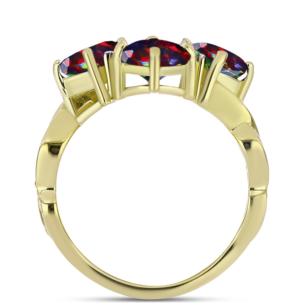 Inel din Argint 925 Placat cu Aur ( 4.58 grame ) cu Opal Etiopian Negru Lega Dembi și Topaz Alb 2.43 Carate