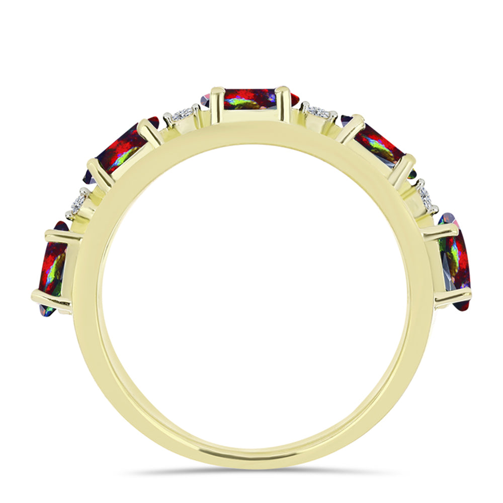 Inel din Argint 925 Placat cu Aur ( 5.22 grame ) cu Opal Etiopian Negru Lega Dembi și Topaz Alb 0.82 Carate 3 