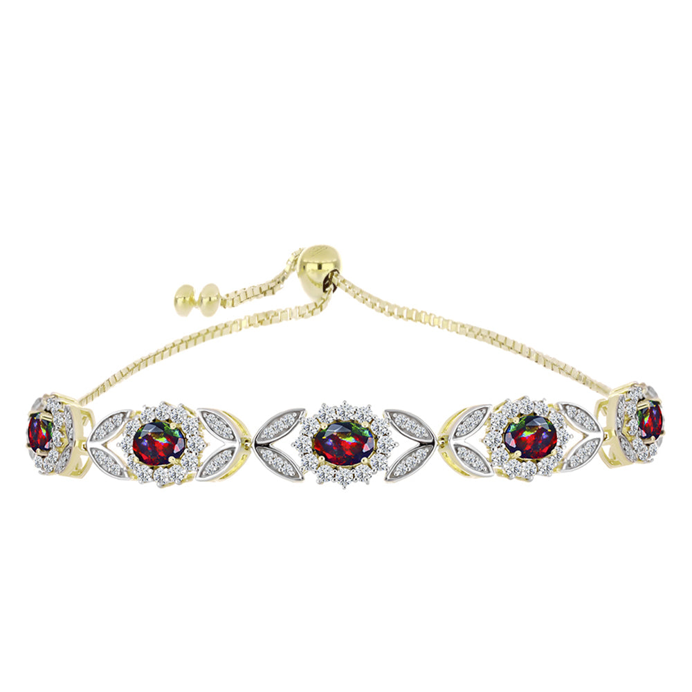 Brățară din Argint 925 Placat cu Aur ( 9.49 grame ) cu Opal Etiopian Negru Lega Dembi și Topaz Alb 5.41 Carate 1 