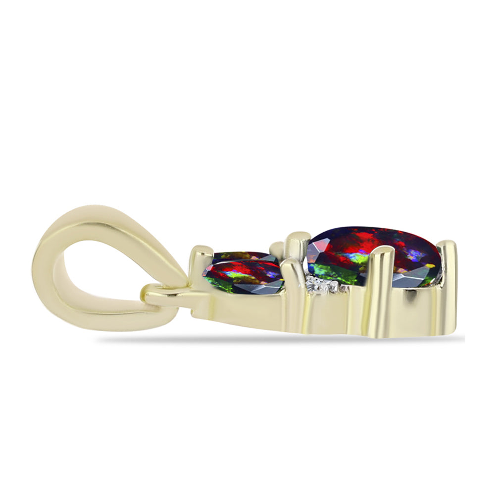 Pandantiv din Argint 925 Placat cu Aur ( 0.95 grame ) cu Opal Etiopian Negru Lega Dembi și Topaz Alb 0.46 Carate 2 