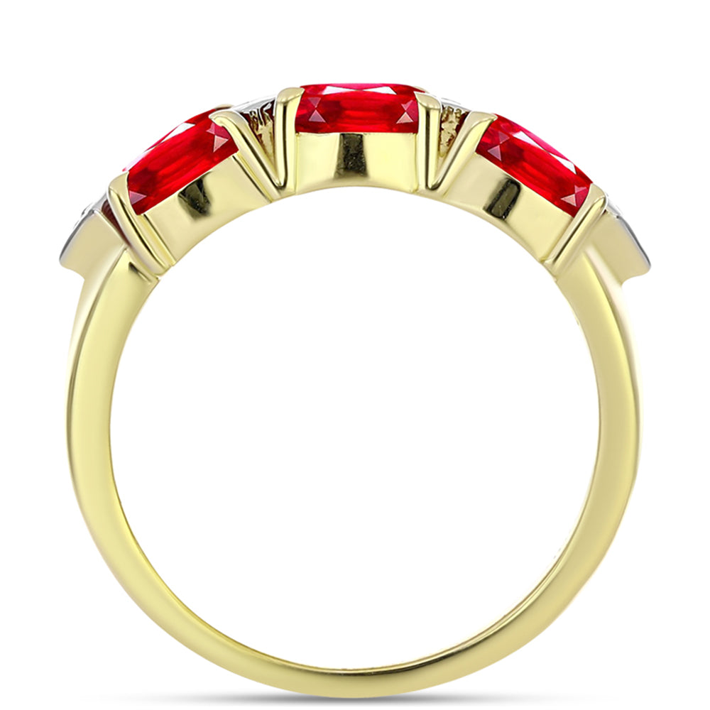 Inel din Argint 925 Placat cu Aur ( 4.31 grame ) cu Agat Roșu și Topaz Alb 2.45 Carate 2 